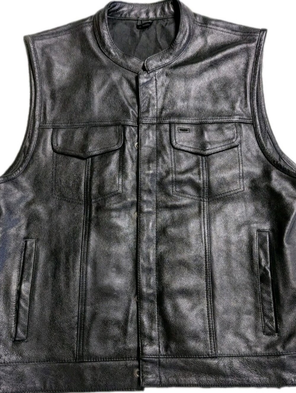 🏍️ Street & Steel Leather Motorcycle Vest XXL duel inner Concealed pockets 🏍️